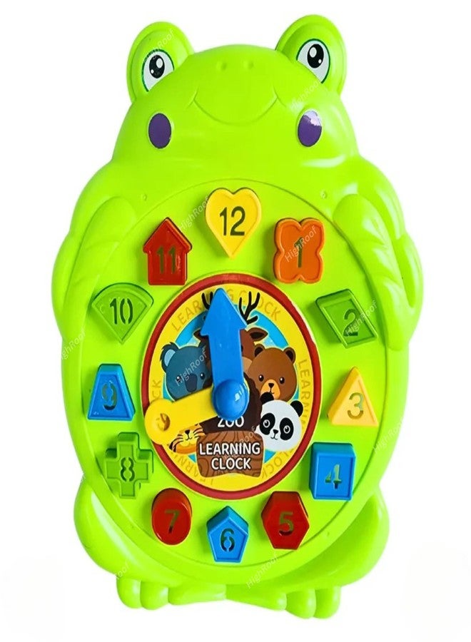 HighRoof Frog Time Teaching Toy - Learning Clock Montessori Educational Toy for Kids, Toddlers Ages 3+ Matching Puzzle Shape Sorter & Color Recognition Game for Kids - Image 1