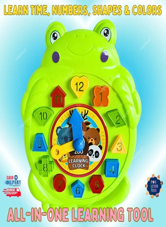 HighRoof Frog Time Teaching Toy - Learning Clock Montessori Educational Toy for Kids, Toddlers Ages 3+ Matching Puzzle Shape Sorter & Color Recognition Game for Kids - Image 2