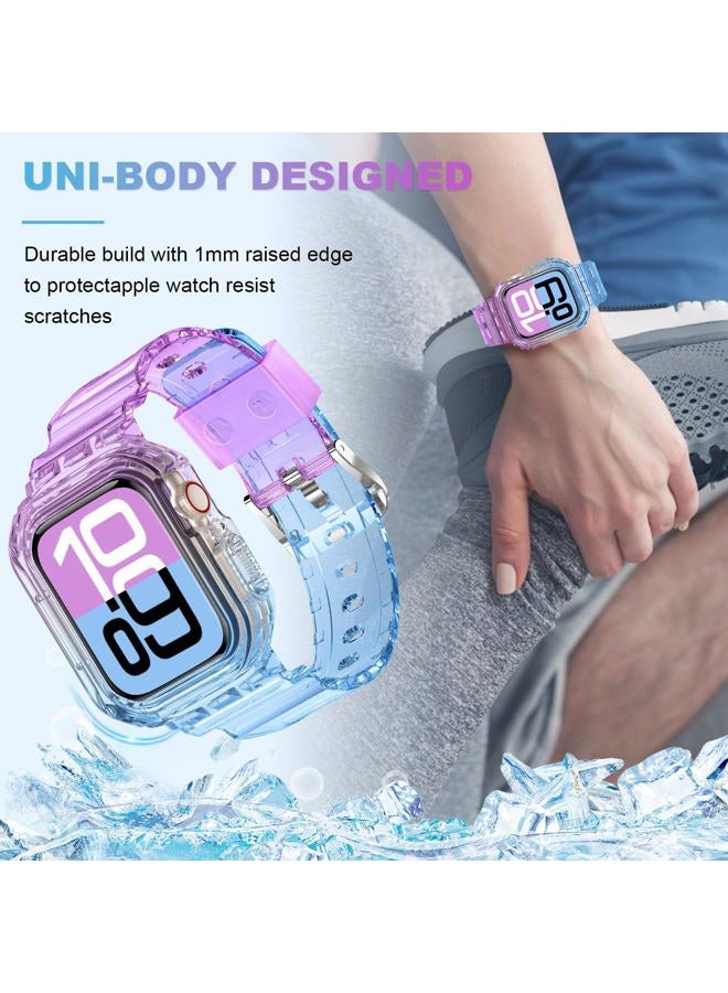 XYF Compatible for Crystal Clear Apple Watch Bands, 45mm 44mm 46mm 42mm 41mm 40mm 38mm 49mm Bumper Case for Men Women Jelly Sport Case Band for iWatch Ultra 2/1 Series 10 9 8 7 SE 6 5 4 3 2 1, Purple - Image 5