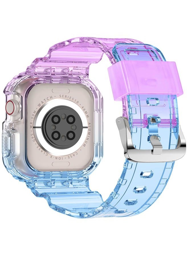 XYF Compatible for Crystal Clear Apple Watch Bands, 45mm 44mm 46mm 42mm 41mm 40mm 38mm 49mm Bumper Case for Men Women Jelly Sport Case Band for iWatch Ultra 2/1 Series 10 9 8 7 SE 6 5 4 3 2 1, Purple - Image 2