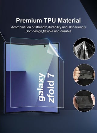 [حزمة 2+2 قطعة] محمي شاشة لـ Samsung Galaxy Z Fold 7 5G (2025)، حزمة من 2 قطعة محمي شاشة من الزجاج المجدول للواجهة الأمامية + حزمة من 2 قطعة محمي شاشة هيدروجيل TPU الداخلية - view 3