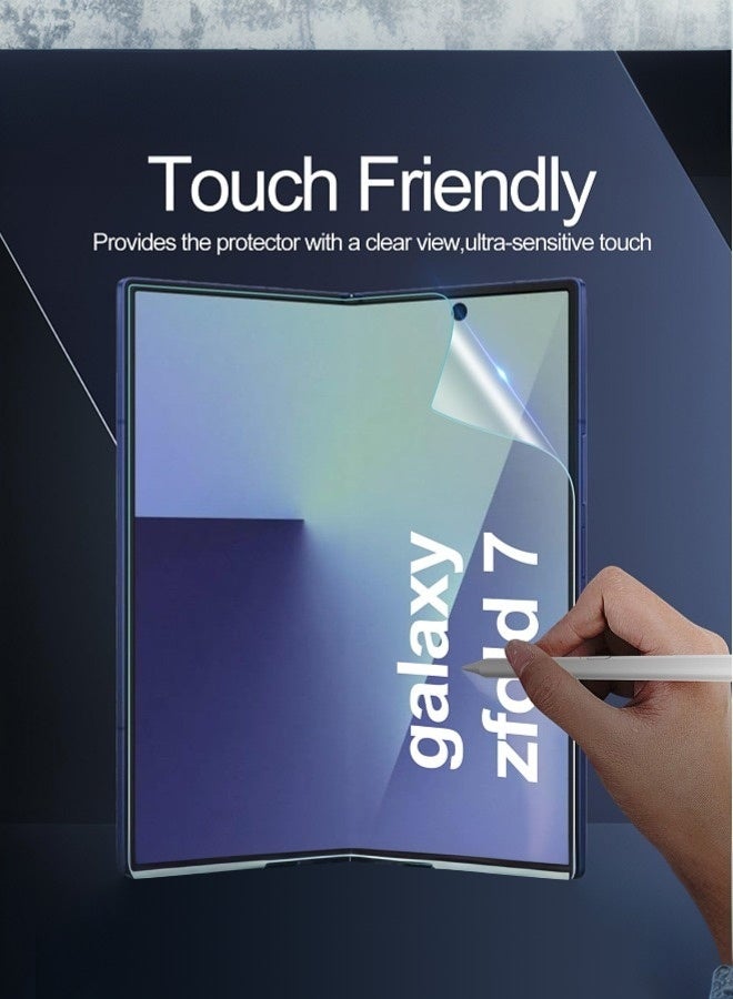 بشكل مختصر [حزمة 2+2 قطعة] محمي شاشة لـ Samsung Galaxy Z Fold 7 5G (2025)، حزمة من 2 قطعة محمي شاشة من الزجاج المجدول للواجهة الأمامية + حزمة من 2 قطعة محمي شاشة هيدروجيل TPU الداخلية - Image 4