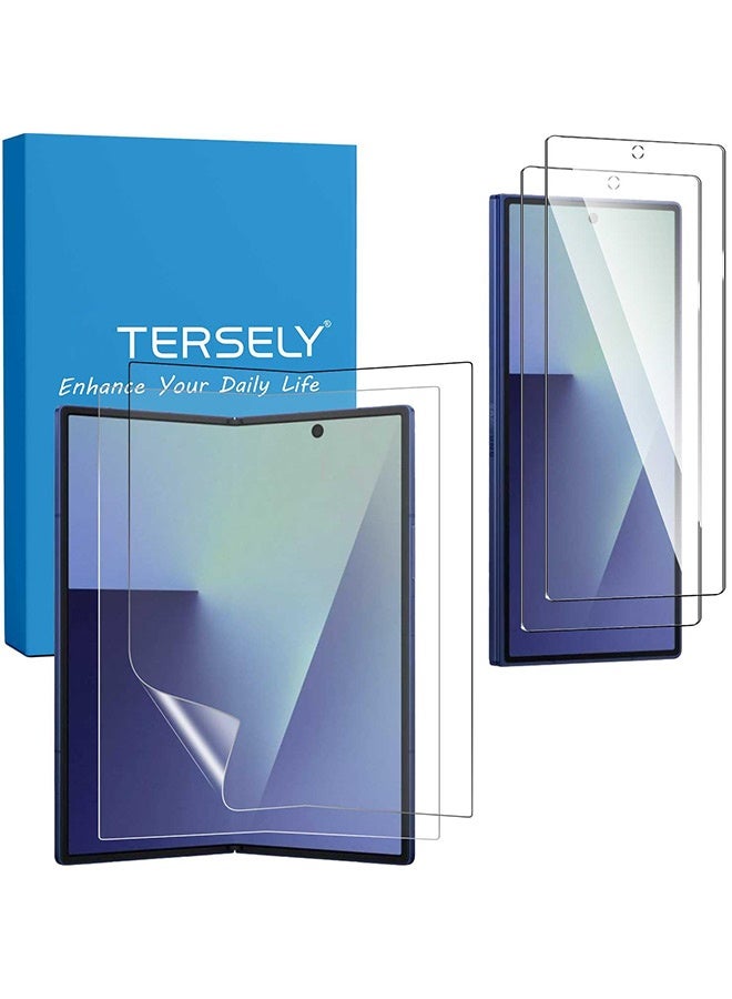 Tersely [2+2 Pack] Screen Protector for Samsung Galaxy Z Fold 7 5G (2025), 2 Pack Front Tempered Glass Screen Protector + 2 Pack Hydrogel Inside TPU Screen Protector - Image 1
