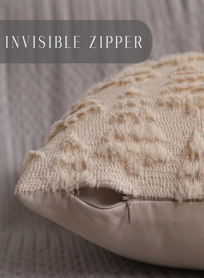 Allorry Christmas Pillow Covers 18 x 18 Set of 2 Xmas Decorations Beige Christmas Tree Pillow Cases Plush Faux Fur Soft Cushion Case for Winter Xmas Holiday Home Bedroom Sofa Decors SY-003-C18 - Image 2