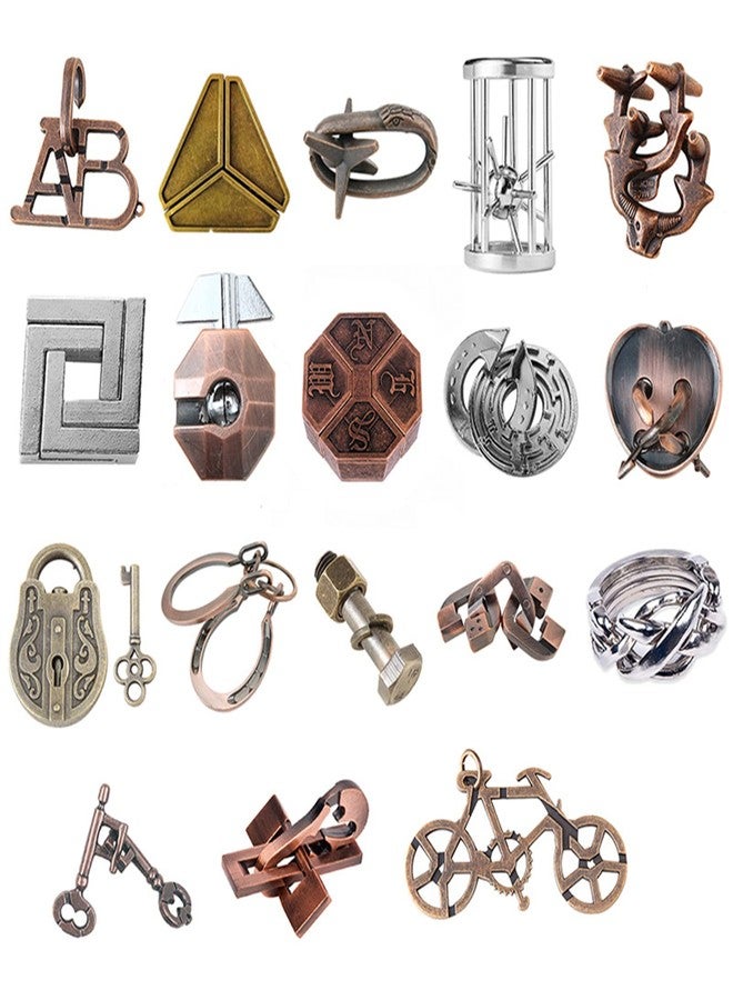 RoseFlower 18 pcs IQ Test Puzzle Metal Wire Puzzles Mind Game Educational Toys High Difficulty Brain Teaser Puzzle Toy for Kids and Adults - Explore Creativity and Problem Solving. Gift Desk Puzzles - Image 1