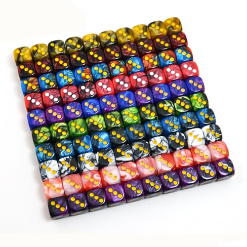 Smartdealspro 100-Pack Two Color Round Angle Six Sided Dice Die with Free Pouch for Tenzi, Farkle, Yahtzee, Bunco or Teaching Math (12mm) - Image 2