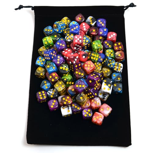 Smartdealspro 100-Pack Two Color Round Angle Six Sided Dice Die with Free Pouch for Tenzi, Farkle, Yahtzee, Bunco or Teaching Math (12mm) - Image 3