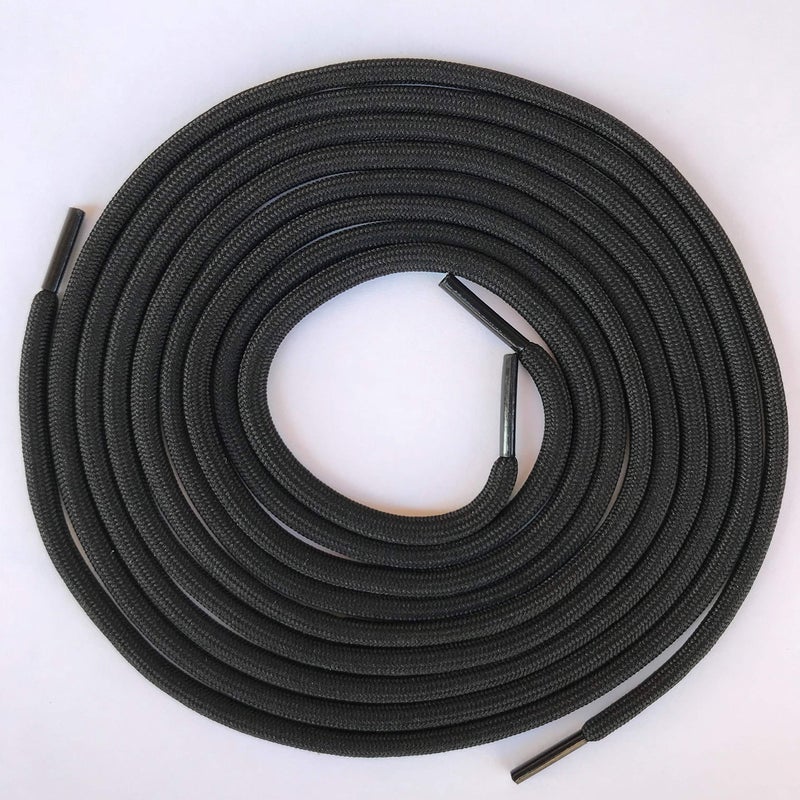 bq B&Q 3 Pairs Heavy Duty Round Boot Laces Shoelaces for Hiking Walking Construction Safety Work Boots Shoes (63"(160cm), Black) - Image 2