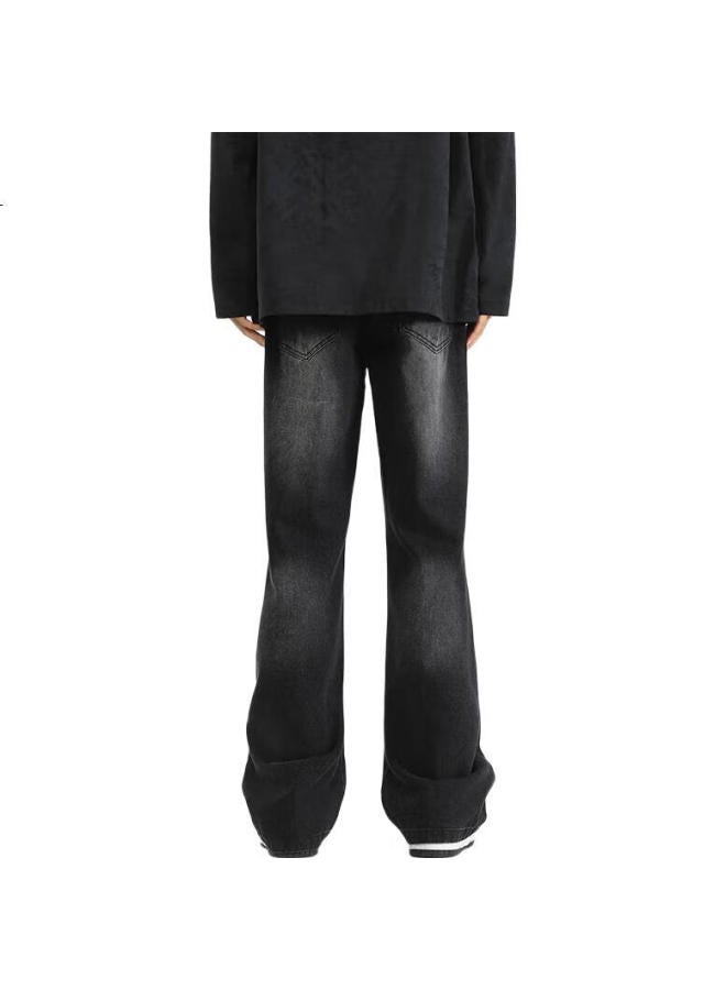 Swamp Area Retro American Style Micro Flared Men'S Jeans Spring Summer Casual Wide Leg Loose Straight Pants K011 Black Gray Xl - Image 2