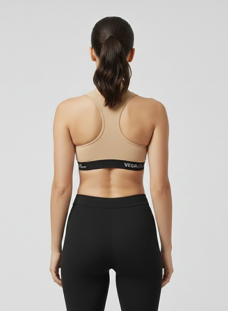 Cottonil VEGA Bra Women's Sports Padded Bra, Racerback Style - Biege - Image 2