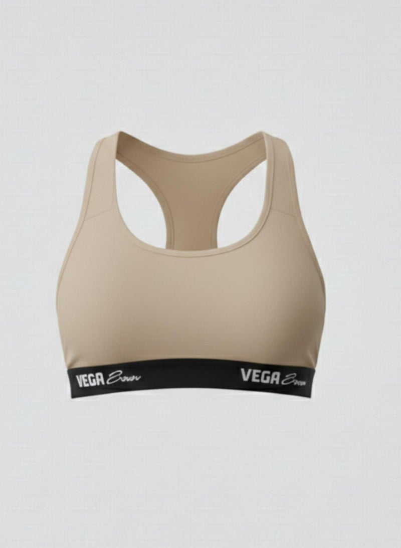 Cottonil VEGA Bra Women's Sports Padded Bra, Racerback Style - Biege - Image 3