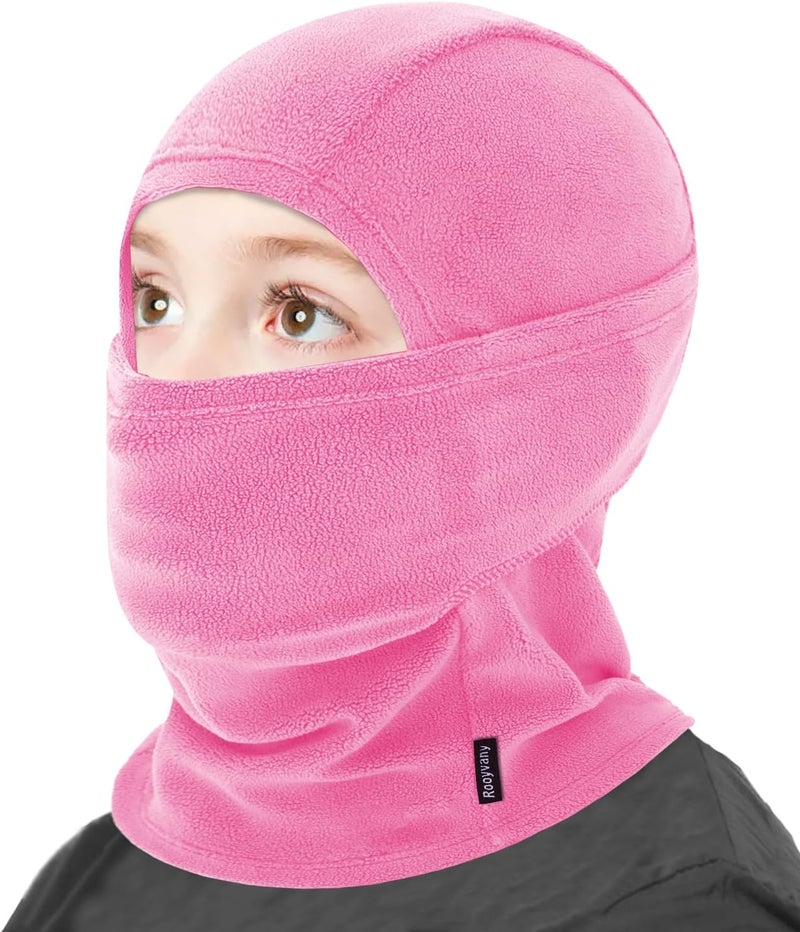 rooyvany Kids Fleece Balaclava Ski Mask - Thermal Windproof Face Mask for Boys/Girls (Rose Red) - Image 1