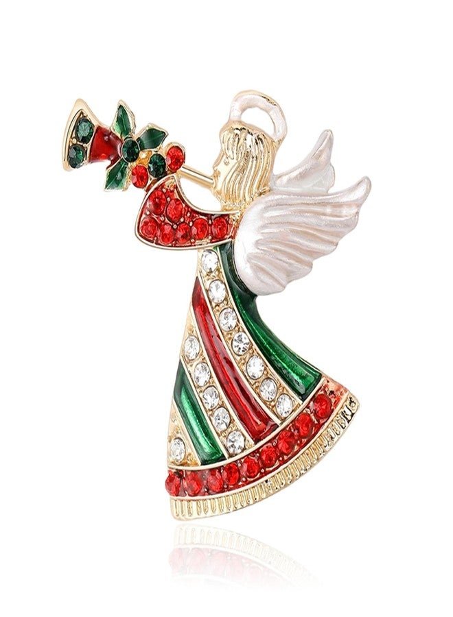 بروش كريستالي مرصع بأحجار الراين لعيد الميلاد من RLHRNDE، مناسب للنساء والرجال، بتصميم أنيق، مزين بقبعة، جرس، رجل ثلج، قطة، إكليل، قفاز، غزال، ملاك، حذاء، دبابيس، ملابس لامعة، هدية مجوهرات عيد الميلاد متناسقة (ملاك) - Image 1