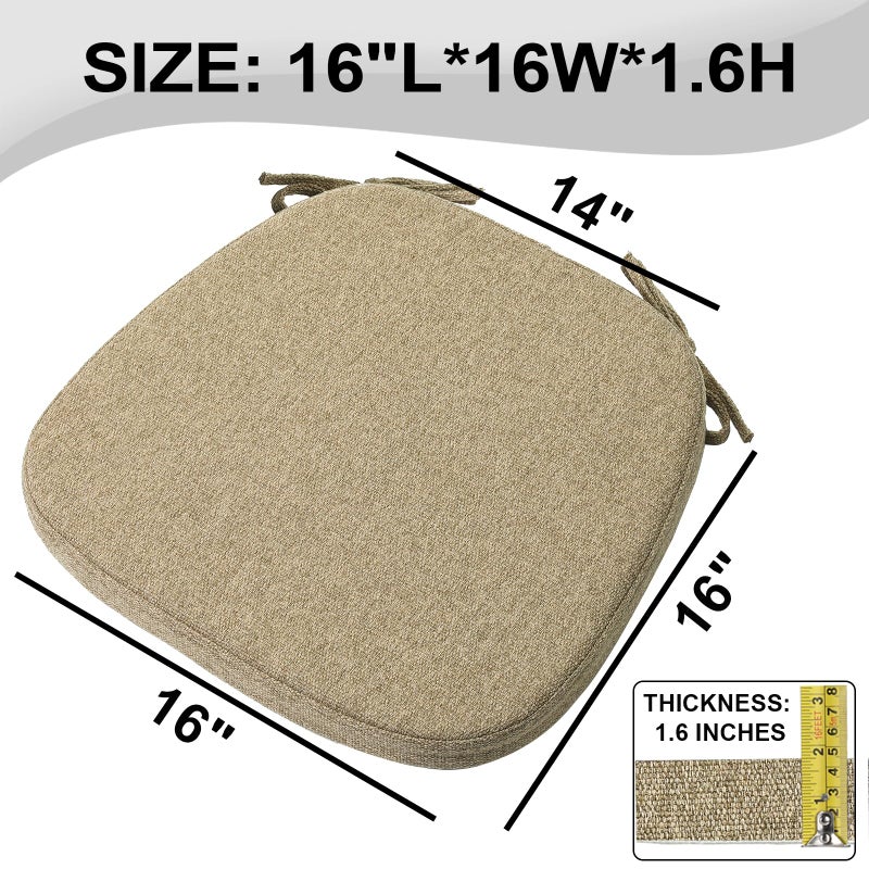 SINOSSO 1 Pack Memory Foam Chair Cushions for Dining Chair, Friendly Woven Fabric 16" U-Shape Comfortable Kitchen Chair Pad, Removable Slip Resistant Seat Cushion (1 Piece, Linen) - Image 4