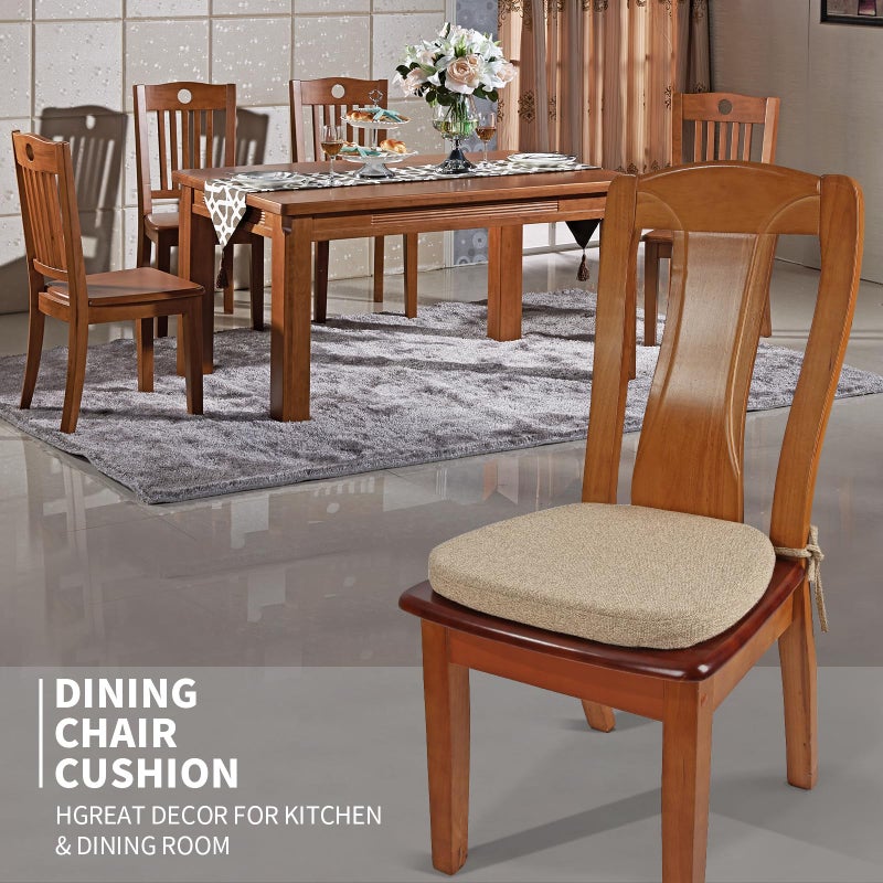 SINOSSO 1 Pack Memory Foam Chair Cushions for Dining Chair, Friendly Woven Fabric 16" U-Shape Comfortable Kitchen Chair Pad, Removable Slip Resistant Seat Cushion (1 Piece, Linen) - Image 2