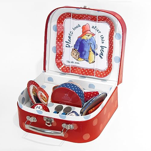 YOTTOY Paddington Bear Collection 14Piece Kids Tin Tea Set with Illustrations Sturdy Carrying Case - Image 5