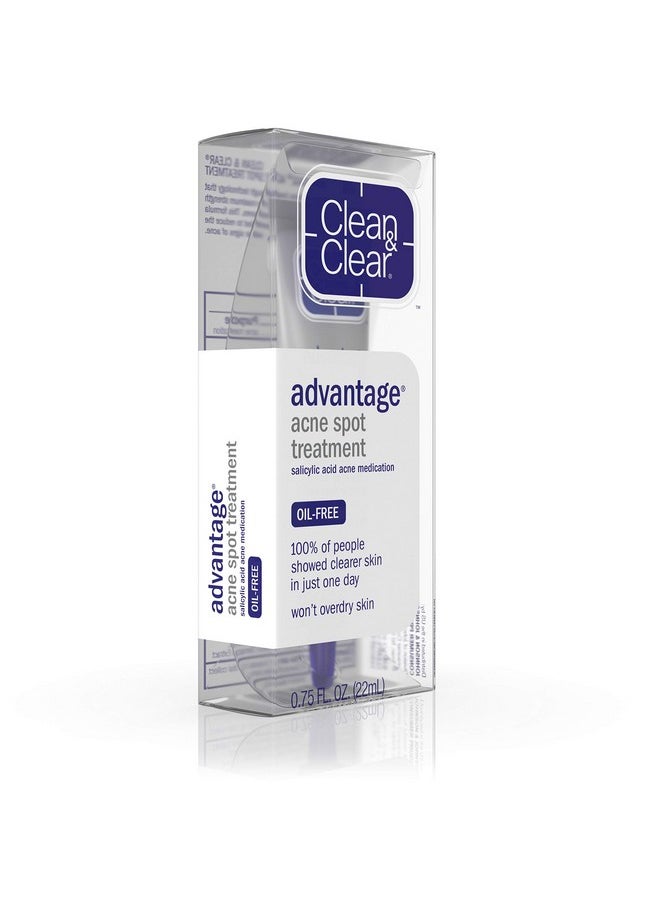 Clean & Clear - Advantage Acne Spot Treatment Oil Free Acne Treatment With Salicylic Acid Witch Hazel And Bha Gel Pimple Cream For Adults And Teens Witch Hazel & Salicylic Acid Medication.75 Oz - Image 1