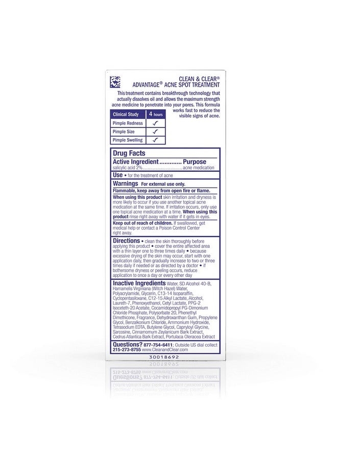 Clean & Clear - Advantage Acne Spot Treatment Oil Free Acne Treatment With Salicylic Acid Witch Hazel And Bha Gel Pimple Cream For Adults And Teens Witch Hazel & Salicylic Acid Medication.75 Oz - Image 1