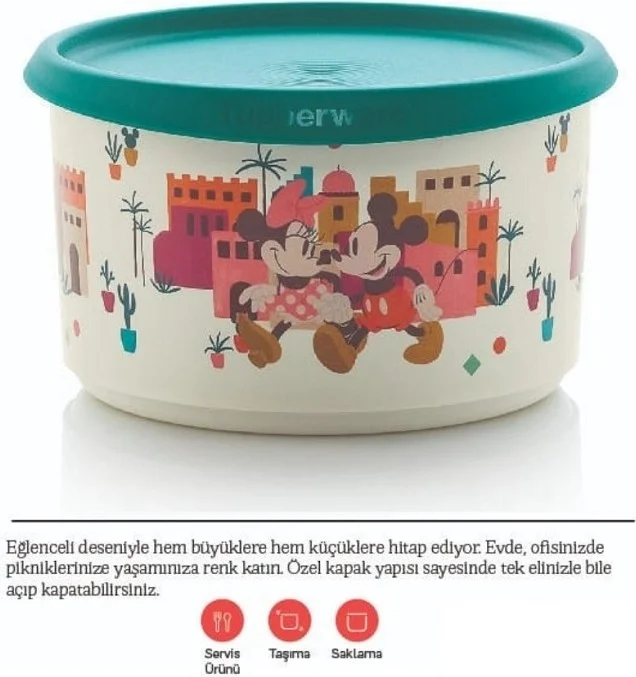 Tupperware Single Finger Hide Container 1.4 Lt Cookie Box Mickey Hsgl