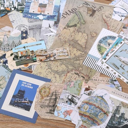 Mluffy Global Travel Vintage Aesthetic journaling kit, Scrapbook Journal Set, DIY Paper Stickers Craft Kits for Journal kit, Aesthetic Sticker, Scrap Book and Notebook Collage (Global Travel) - Image 4
