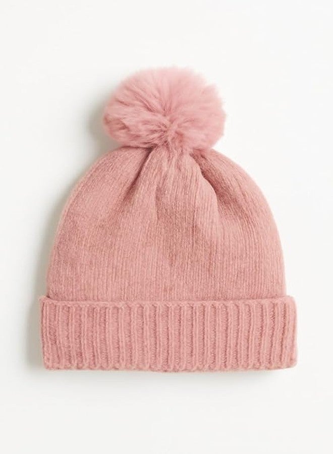 FAMWRAPZ Baby Woolen Cap with Big Bow - Soft Knitted Winter Beanie Hat for Infants & Toddlers (6-24 Months) Pink - Image 2