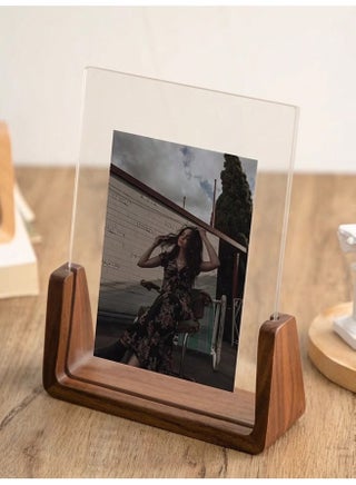Elegant U-Shaped Solid Wood Photo Frame with Clear Acrylic Panels – Rustic and Modern Design for Tabletop Display – Perfect for Home, Office, Weddings, and Special Events – Multi-Purpose Stand for Business Cards, Conference Signs, and Desk Calendars - view 3