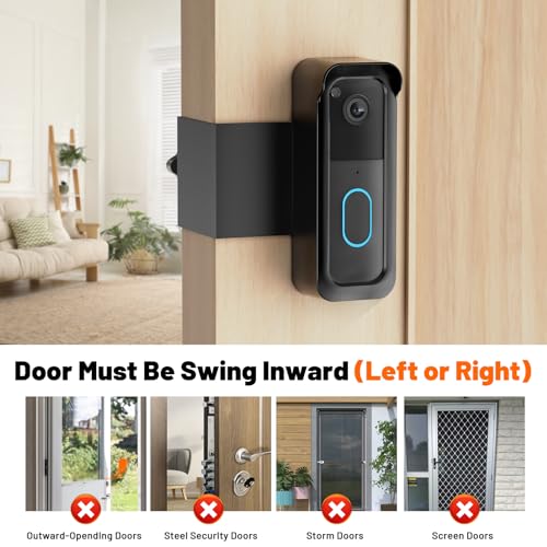 Satisure Blink Doorbell Mount, 2nd Gen Anti-Theft Blink Doorbell Camera Mount No Drilling with Rain Cover, Fit for Blink Video Doorbell 1st & 2nd Gen, No Block Sensor & Night Vision - Image 2