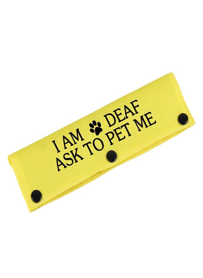 BLUPARK Funny Dog Leash Sleeve I Am Deaf Ask to Pet Me Dog Leash Wrap Alert Hanging ID Patch Tag Use On Special Needs Dog (I Am Deaf-YE Sleeve) - Image 1