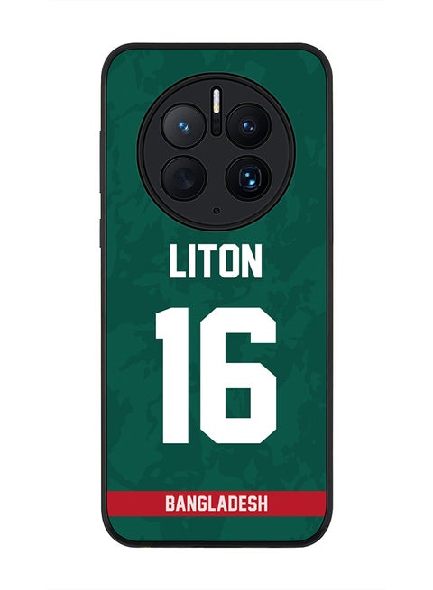 Rugged Black Edge Case for Huawei Mate 50 Pro, Slim fit Soft Case Flexible Rubber Edges Thin Cover - Player Name - Liton Das, Jersey Number- 16