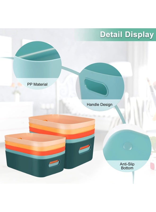 DIOTTI 8-Pack Plastic Storage Baskets with Handles, Colorful Organizers for Kitchen, Bathroom, Home, Classroom, Durable Bins for Cabinets, Shelves, Toy Storage (20.5 × 15 × 8 cm) - Image 3