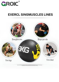 GROIC 3KG Medicine Ball with Dual Texture Hand Pattern, Weighted Medicine Ball for Workouts Exercise Balance Training, Core Strength, Balance and Coordination Exercise, Non-Slip Rubber Shell  - Image 5