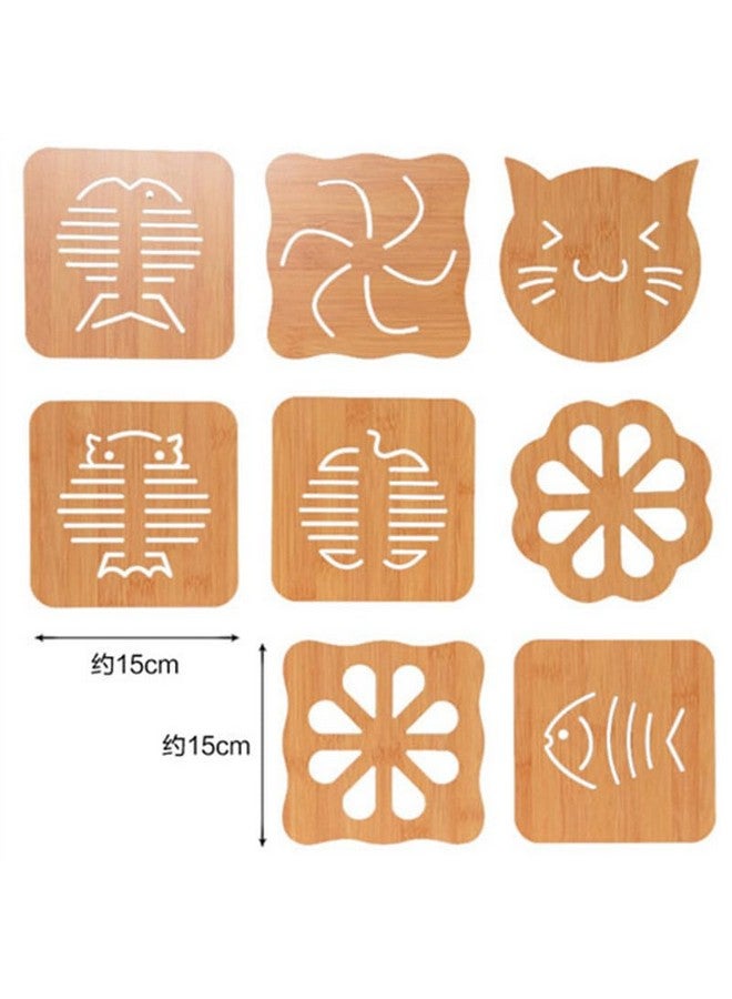 KITQO Wooden Beverage Coasters, Thickened Insulation Mats, Dining Mats, Pot Mats, Bowl Mats, and Plate Mats, Wooden Coaster Set Reusable Coffee Table Coasters (Random Pattern, 4 Pieces) - Image 3