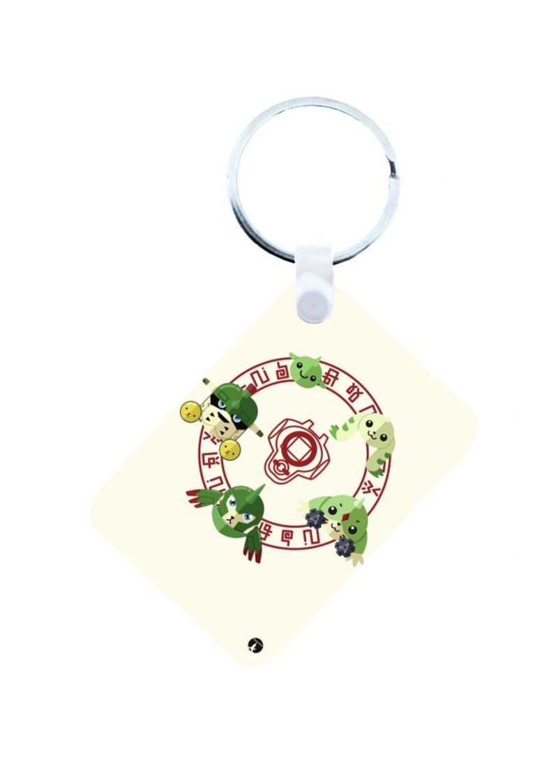 RKN Anime Digimon Printed Keychain Beige/Green/Red