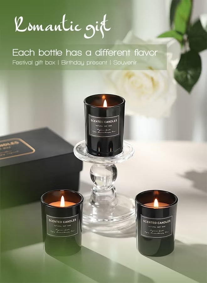 سينتد كاندلز مجموعة من 3 شموع معطرة، ثلاث شموع بروائح مختلفة، شموع برائحة الزهور، عطر قوي يدوم طويلاً، شموع هدايا - Image 2
