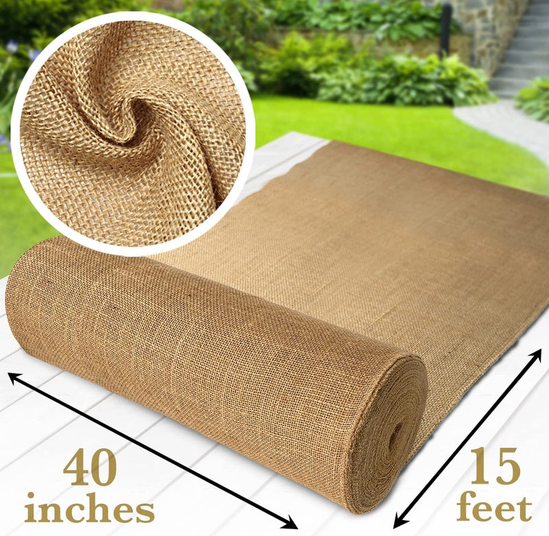 Burloptuous 40" x15 Feet Gardening Burlap Roll - Multipurpose Natural Burlap Fabric, High Density Jute Fiber Material for Decorations, Center Pieces for Home, Rustic Party DÃ©cor - Image 2