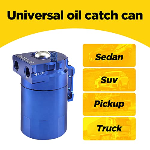 AOCISKA Aluminum Oil Catch Can,Baffled Oil Catch Can Kit,300ml Oil Reservoir Tank,Oil Separator Catch Can with Hose Kit,Universal Oil Catch Can Tank Polish Baffled Reservoir (Blue) - Image 2