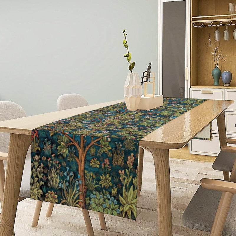 Yearn Jear William Morris Floral Table Runner, Vintage Green Botanical Printed Table Runner for Home Kitchen Dining Table Decoration,13x36 Inch - Image 2