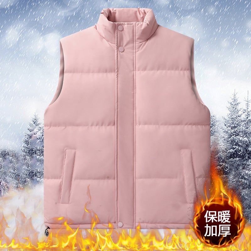 Plus Size Vest Men'S Loose Down Cotton Warm Thickened Waistcoat Solid Color Couple Vest All-Matching Vest Thickened - Image 3