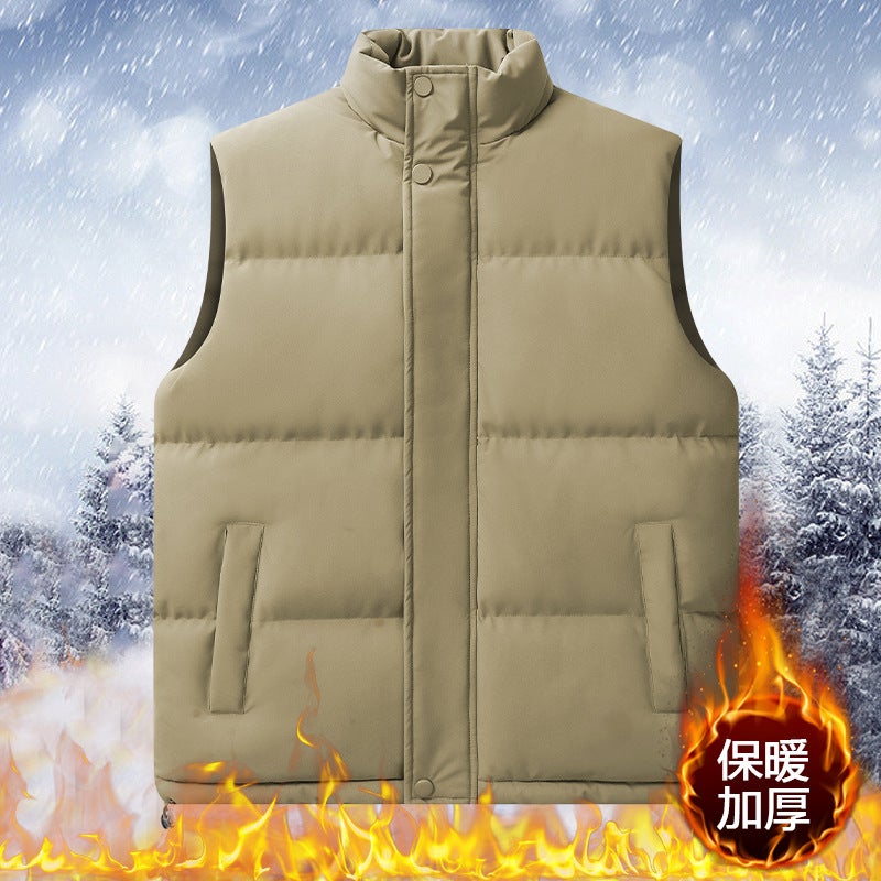 Plus Size Vest Men'S Loose Down Cotton Warm Thickened Waistcoat Solid Color Couple Vest All-Matching Vest Thickened - Image 5
