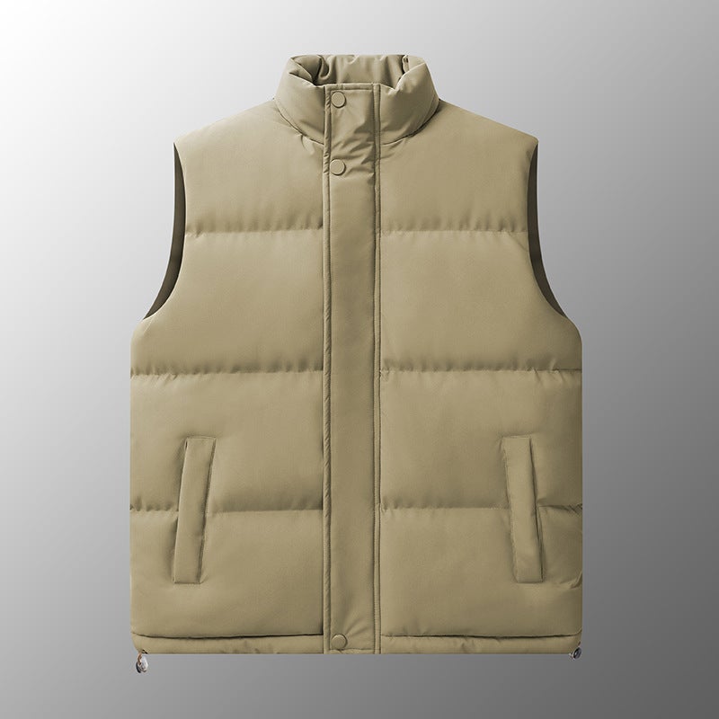 Plus Size Vest Men'S Loose Down Cotton Warm Thickened Waistcoat Solid Color Couple Vest All-Matching Vest Thickened - Image 1