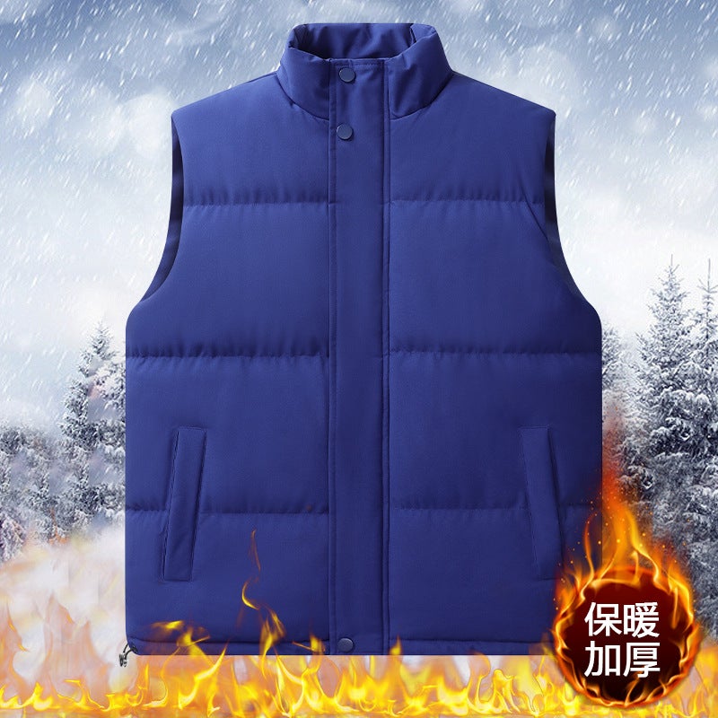 Plus Size Vest Men'S Loose Down Cotton Warm Thickened Waistcoat Solid Color Couple Vest All-Matching Vest Thickened - Image 4