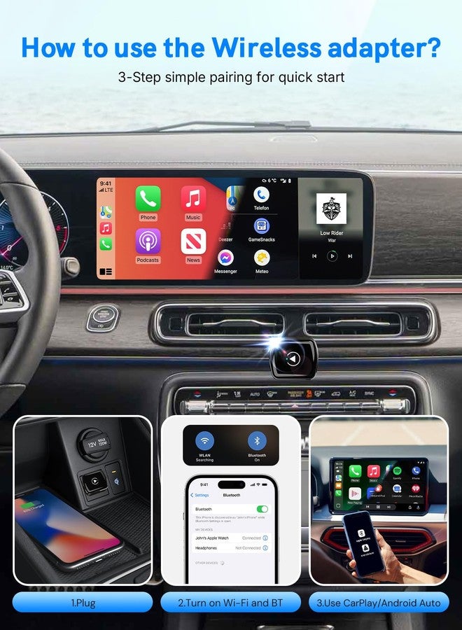Redmaple 2025 Upgraded Wireless CarPlay Adapter& Android Auto Adapter, Wired to Wireless,Mini&Stable iPhone CarPlay Dongle for iOS 10 Android 11+ USB & Type-C, Plug & Play,Low Latency,Cars from 2015+ - Image 4
