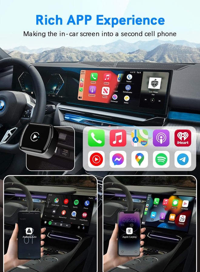 Redmaple 2025 Upgraded Wireless CarPlay Adapter& Android Auto Adapter, Wired to Wireless,Mini&Stable iPhone CarPlay Dongle for iOS 10 Android 11+ USB & Type-C, Plug & Play,Low Latency,Cars from 2015+ - Image 3