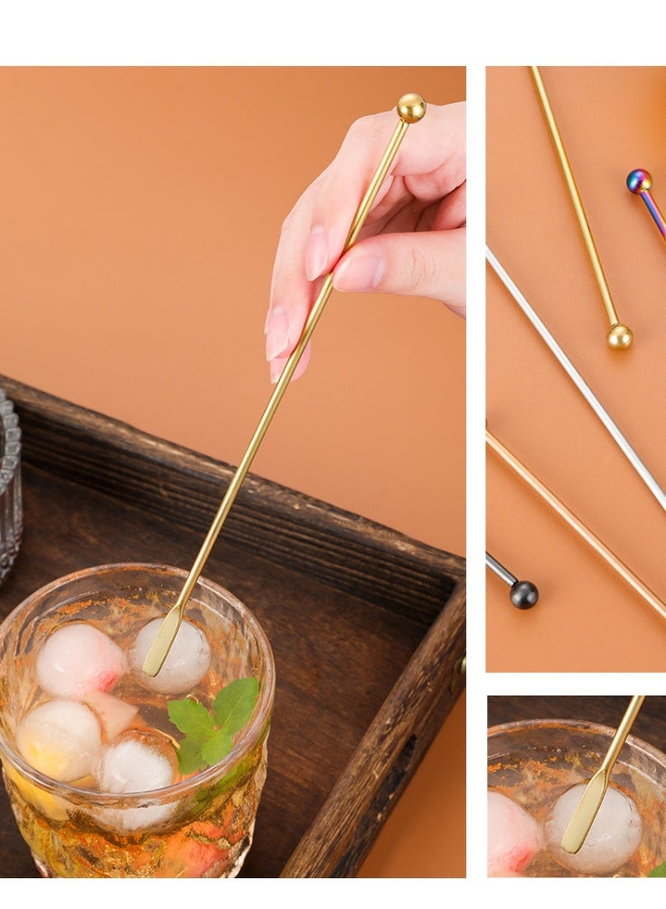 شاو تشن 6 قطع قهوة من الفولاذ المقاوم للصدأ مع مجاذوف مستطيلة صغيرة، عصا معدنية قابلة لإعادة الاستخدام، للقهوة وشوكولاتة الحليب - Image 4