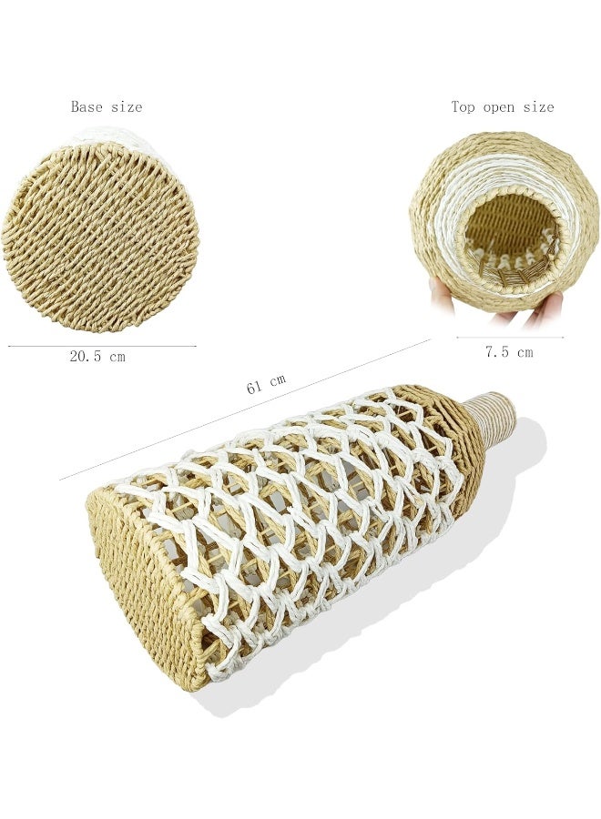 YINZUO YINZUO Jute Floor Vase with Iron Frame Covered in Handwoven Jute Rustic Boho Decorative Vase for Pampas Grass, Artificial Flowers, and Home Decor Tall Vase for Living Room & Entryway (Desing 1) - Image 2
