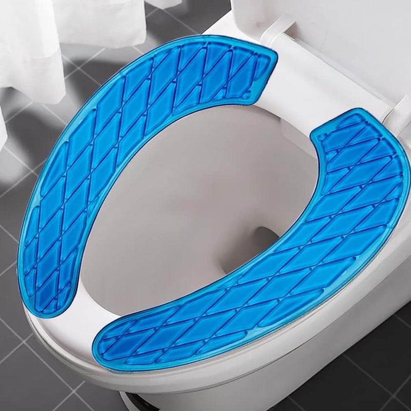 Kindax Gel Toilet Seat Cushion Portable and Washable Toilet Seat Cover Universal with Self-Adesive Design(Blue) - Image 2