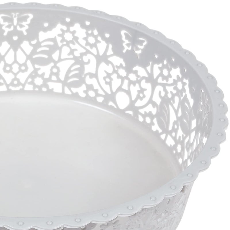 Kuber Industries Leaf Design Multipurpose Round Shape Basket Ideal For Friuts Vegetable Toys Small Large Pack of 2 Grey - Image 4