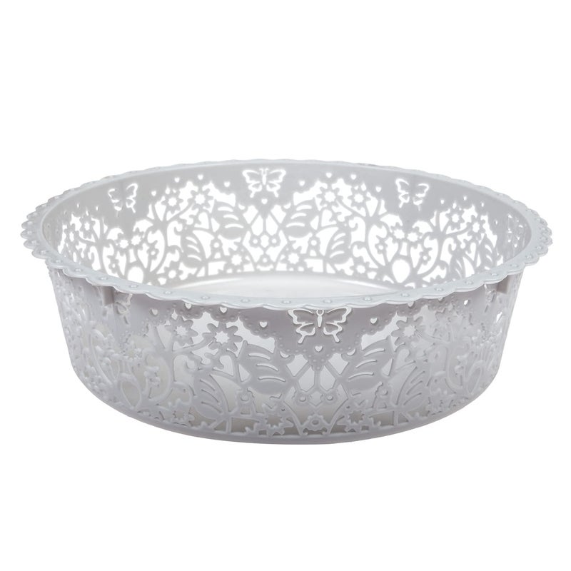 Kuber Industries Leaf Design Multipurpose Round Shape Basket Ideal For Friuts Vegetable Toys Small Large Pack of 2 Grey - Image 2