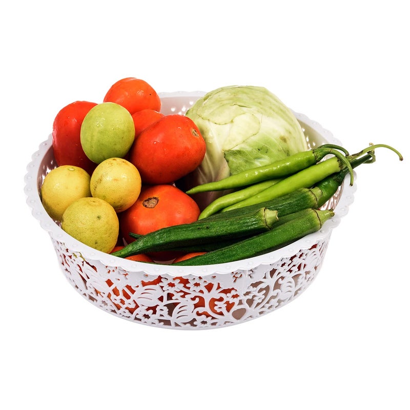 Kuber Industries Leaf Design Multipurpose Round Shape Basket Ideal For Friuts Vegetable Toys Small Large Pack of 2 Grey - Image 3