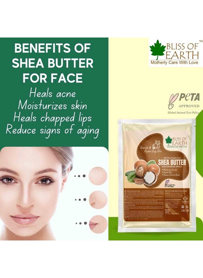 BLISS OF EARTH - Shea Butter + Mango Butter Great For Skin & And Hair Care Stretch Mark Skin Smoothing Moisturizer Diy Products 100Gm Each - Image 1